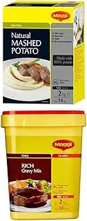 MAGGI Natural Mashed Potato, 2kg (Makes 14kg, 140 Serves) & MAGGI Classic Rich Gravy Mix, 2kg (Makes 20 Litres, 400 Serves)