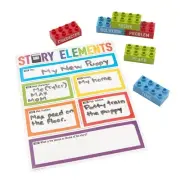 Story Elements Multicolor Plastic Stacking Blocks & Dry Erase Mats Set – 18 Piec