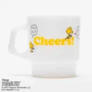 Fire-King Peanuts Woodstock Cheers Stacking Mug Cup Milk White Glass 215ml Japan