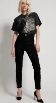 New One Teaspoon Preachers High Waist Jeans Womens 23 Black Swan Skinny