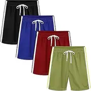 [Resinta] 4 Pack Toddler Boy Mesh Active Shorts Quick Dry Athletic Performance Basketball Shorts