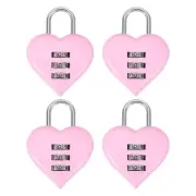 4 Pack Combination Locks Heart Shape Password Padlock Love Locker Lock Pink