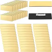 50 Pcs Name Tag Badge Blanks 1 x 3 Brushed Gold Round Corners Pin DIY