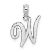 14k White GoldW White Gold Script Letter W Initial Pendant