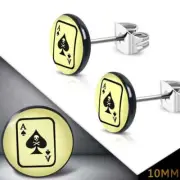 3-Tone Spade/Crossbones Skull Playing Card Earrings (#e051)