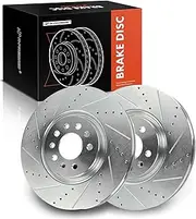 A-Premium 12.99 inch (330mm) Front Drilled and Slotted Disc Brake Rotors Compatible with Select Jeep, Dodge and Chrysler Models - Cherokee 2014-2022, 200 2015-2017, Hornet 2023, 2-PC Set