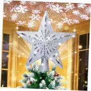 Christmas Tree Topper Lighted Star Tree Topper with Rotating Snowflake