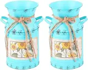 Cabilock 2pcs Vintage Iron Flower Pot Rustic Home Decor Holder for Wedding Bouquets Floral Arrangements Elegant Design for Decoration Random Pattern