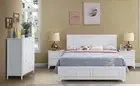 GEORGIA RUBBERWOOD/MDF 4 PIECE BEDROOM SUITE QUEEN BED TALLBOY 2 BEDSIDES WHITE