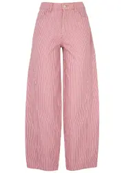 Damson Madder Dion Striped Barrel-leg Jeans - Pink - 8 (UK8 / S) 8 (UK8 / S)