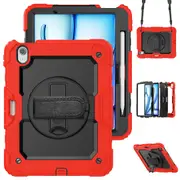 MCC Shockproof iPad Air 11" 2024 M2 Strap Rugged Case Cover Apple 6th Gen 6 [Red]