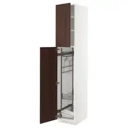 METOD high cabinet with cleaning interior, white/Sinarp brown, 40x60x220 cm