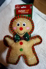 NWT MULTIPET DOG TOY BURLAP GINGERBREAD MAN 10.5"