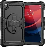 [Jarttarn] Compatible with Lenovo Tab M11 11 inch TB-330FU/TB-331FC, Full Body Protective Shockproof Case with 360 Degrees Rotating Hand Strap/Stand/Screen Protector/Pencil Holder (Black)