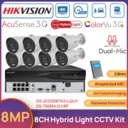 Hikvision 8CH 4K CCTV System 8MP Hybrid Light ColorVu+IR Bullet Camera Dual MIC