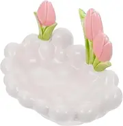 Ciieeo Elegant Ceramic Tulip Ring Dish Trinket Tray Decorative Plate Desktop Organizer