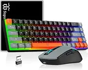 Snpurdiri - Gaming Keyboard and Mouse Combo 60% Wireless, 2000mAh Rechargeable Battery, Mini Mechanical Touch Keyboard + 3200DPI 6D Mouse for Gaming, Business Office (Grey & Black &