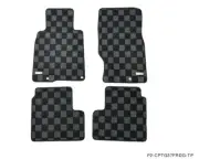 P2M Checkered Flag Race Front & Rear Carpet Floor Mats for Infiniti G37 08-13