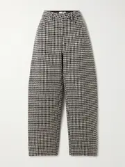 [FRAME] FRAME - The Tweed Barrel Houndstooth Tweed Wide-leg Pants - Black - 31 31 Black