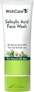 WishCare 2% Salicylic Acid Face Wash with AHA, GreenTea, Chamomile & TeaTree - For Oil & Acne Control