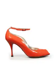 Orange Patent Peep Toe Heels