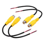 6 Inch Yellow RCA Female Plug Jack Connector Adapter to Bare Wire Pack of 4