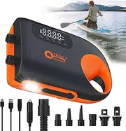 Rechargeable 12000mAh SUP Air Pump, 20PSI High Pressure Dual Stage Intelligent Inflation with Auto-Off Feature and LED Light, Deflation Function for Stand Up Paddle Boards, Boats,Tent