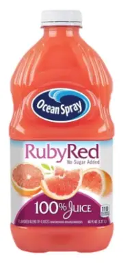 Ocean Spray 100% Juice Ruby Red Grapefruit, Vitamin C, No Sugar Added, 60 Fl Oz