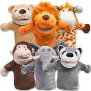 JOYIN 6Pcs Kids Hand Puppet Set with Working Mouth, Toddler Animal Plush Toy Inc