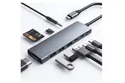 9-in-1 USB-C Hub, 4K@30Hz, 3.5mm Audio, 3xUSB3.0, SD/TF Card Reader, PD 60W (Gray)