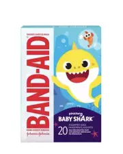Band-Aid Assorted Pack of Bandages, Baby Shark, Box of 20