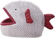 LIGHTAOTAO 1pc Half Closed Fish Shaped Cat Bed Cozy Cartoon Design for Cats Dogs Random Color Soft Comfortable Pet Nest for Indoor Use Random Color