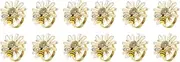 Voniecop Set of 12 Daisy Sunflower Napkin Rings, Gold Bee Napkin Ring Holders for Formal or Casual Dinning Table Decor