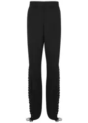 Jean Paul Gaultier Lace-up Straight-leg Wool Trousers - Black - 38 (UK10 / S) 38 (UK10 / S)