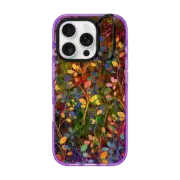 iPhone 16 Pro Impact Ring Stand Case MagSafe Compatible AMONGST THE FLOWERS Rainbow Array - Colorful Abstract Summer Floral Pattern Green Red Blue Yellow Garden Flowers Lovely Girly Nature Fine Art Painting Design