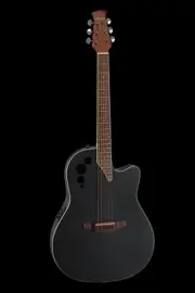 Ovation Applause AE44-5S E-Acoustic Guitar Mid Cutaway Black Satin