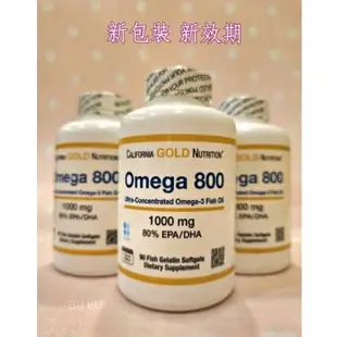 免運  California Gold Omega 800魚油 頂級 Omega-3 魚油，含 80% EPA/DHA