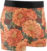 [FRODOTGV] Orange Floral Mens Boxer Briefs Shorts Workout Underwear for Men Compression Boxer Para Hombre
