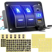 Rocker Switch Panel 2 Gang+ PD Quick Charge + 3.0 USB + Voltmeter Pre-Wired A...