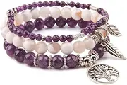 [Jardme] Tree Life Turquoise Jasper & Tibetan Agate Gemstone Chakra Beaded Bracelet | Beach Charm Bracelet Set - Ocean Jewelry