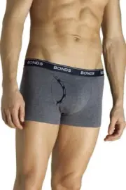 Mens Bonds Charcoal Marle Guyfront Trunk Underwear