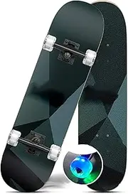 Sports Adult Skateboard, (Technological Future Pattern) 31-inch AAA Grade Maple Flashing Wheel Double-Sided Color Printing Skateboard Suitable for Young Adults