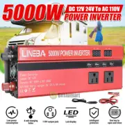 5000W Car Power Inverter DC 12V 24V To AC 110V RV Home Solar Converter 4 USB
