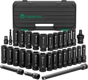 1/2" Drive Impact Socket Set, 32-Piece, SAE 3/8"-1" & Metric 10-24mm, CR-V Steel
