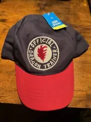 BOYS OKIE DOKIE OFFICIAL DRAGON TRAINER HAT STRAPBACK ADJUSTABLE NAVY BLUE/RED