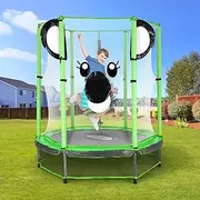 Genki 55" Kids Round Trampoline with Panda, Koara Patterns Selectable, Mini Trampoline Trampoline with Enclosure Net for Family Aerobic Training and Exercise, Boys & Girls Birthday Gifts