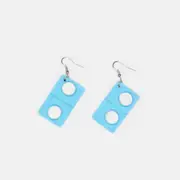 Blue Pill Tablet Capsule Medicine Drop Dangle Hook Earrings Party Rave Festival Gift