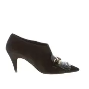 TOD'S women shoes Black suede ankle boot with zip DoubleT chain maxi-fringe