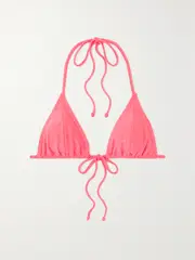 [GOOD AMERICAN] GOOD AMERICAN - Sparkle Tiny Ties Metallic Triangle Bikini Top - Pink - 4 4 Pink