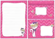 Writing Paper Set Letter Pad with Envelope for Girls Kids Motif Cat Letter Paper Pad Lined (A5 Pad with 25 Sheets + 15 Envelopes)